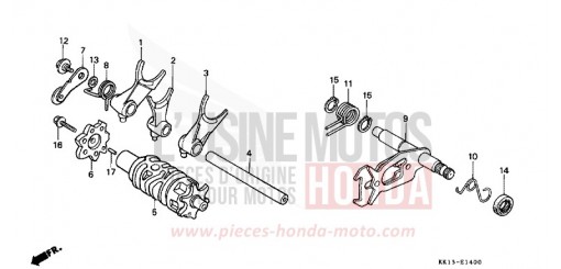 SHIFT DRUM/SHIFT FORK XR250RF de 1985